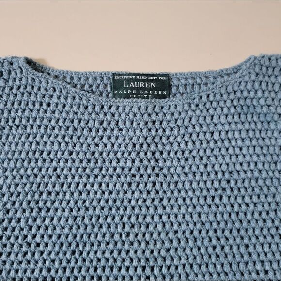 Lauren Ralph Lauren Women's Slate Blue Hand Knit Boatneck Pullover Sweater - Picture 7 of 10